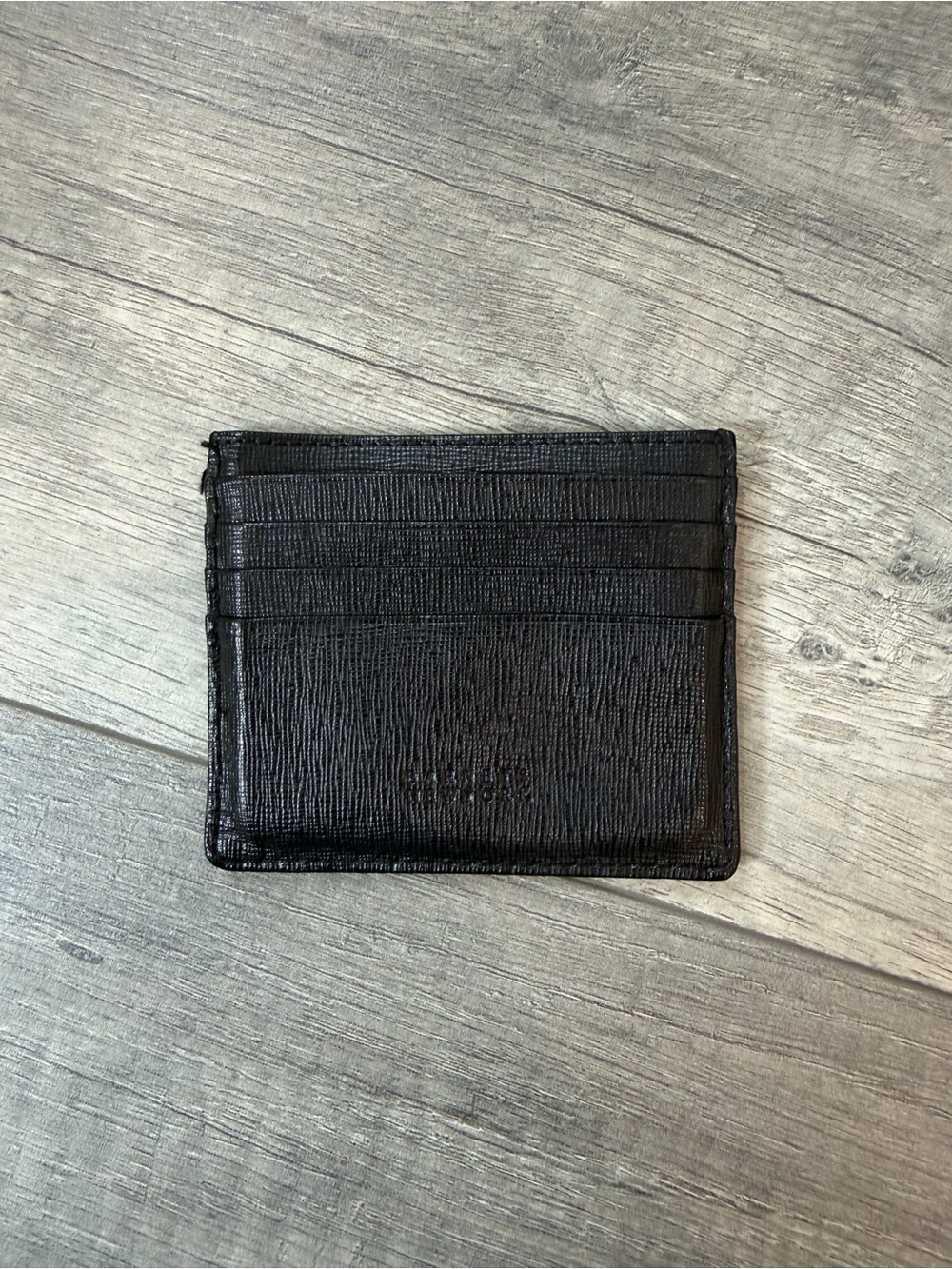 Barneys New York Black Textured Leather Card Sleeve